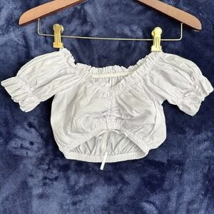 Lifos‎ Womens 34 White Cropped Short Sleeve Or Off Shoulder Top Blouse